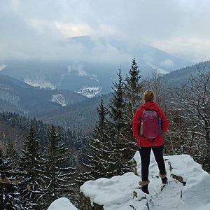 Zuzana na vrcholu Lysá hora (9.1.2021 11:00)