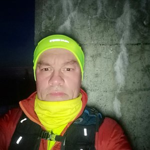 Radek Káňa on the summit of Lysá hora (1.2.2021 17:30)