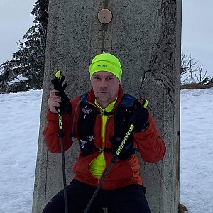 Radek Káňa on the summit of Lysá hora (5.2.2021 15:50)