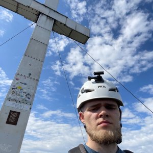 Jakub Fabry on the summit of Traunstein (24.6.2026 16:55)