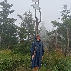 Arnošt na vrcholu Małe Skrzyczne (26.8.2021 13:00)