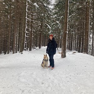 Vendula na vrcholu Smrček (16.2.2021 9:52)