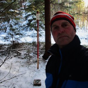 Michal Kříž on the summit of Na Vrchu (23.11.2024 14:26)