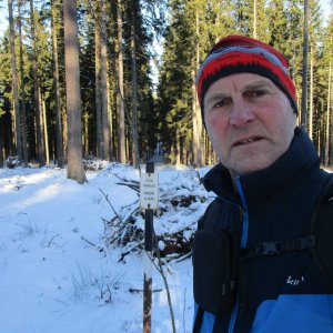 Michal Kříž on the summit of Svinenský vrch (23.11.2024 13:53)