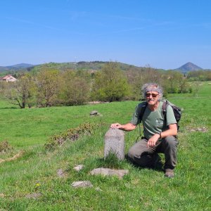 Jarda Vála on the summit of Dubový vršek (27.4.2025)