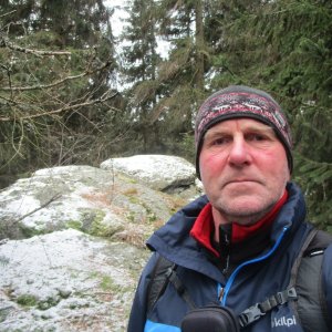 Michal Kříž on the summit of Schwarze Mauer (11.1.2025 11:46)
