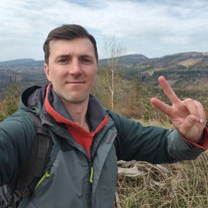 Jiří Králík on the summit of Boňkov (16.4.2026 17:40)