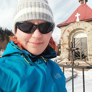 Daniela Vajsová on the summit of Muřinková kaple (16.1.2022 13:01)