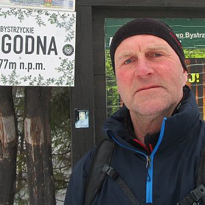 Michal Kříž on the summit of Jagodna (9.4.2023 10:33)