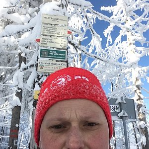 Lucinndda Martasek na vrcholu Velký Polom (17.1.2021 13:03)