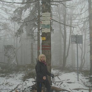Ilona Mušálková na vrcholu Velký Polom (13.4.2019 15:50)