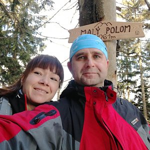 Brůča&Bubu na vrcholu Malý Polom (10.3.2018)