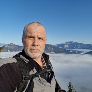 Rastislav Biarinec on the summit of Plieška (17.1.2026 11:30)