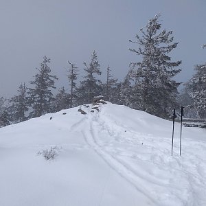 Eliška on the summit of Czarna Góra (26.1.2023 12:15)