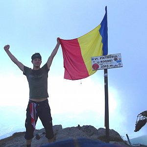 Jan Rendl na vrcholu Pietrosul Rodnei (24.8.2018 8:40)