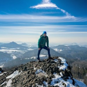 Jan on the summit of Střední vrch (22.2.2025 14:20)