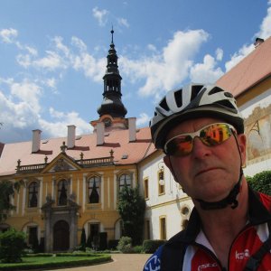 Michal Kříž on the summit of Děčín Castle (6.8.2025 13:43)