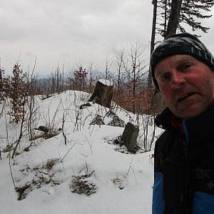 Michal Kříž on the summit of Hvězdáře (5.3.2022 13:49)