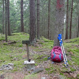 Mountainer on the summit of Panský vrch (22.8.2022 14:18)