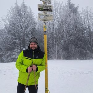 Tomáš Mucha na vrcholu Smrk (24.1.2026 11:40)