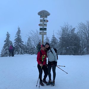 Jana Grafová na vrcholu Smrk (2.1.2021 9:35)