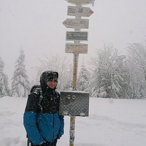 Luki Kraus na vrcholu Smrk (16.1.2021 11:30)