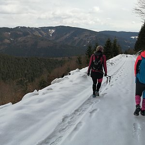 Pavlína na vrcholu Smrk (13.3.2021 11:04)