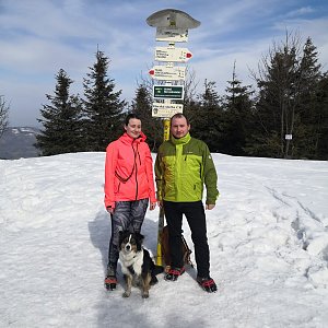 Kamča a Lukáš na vrcholu Smrk (27.3.2021 10:09)