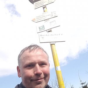 Laďa na vrcholu Smrk (22.4.2019 9:50)