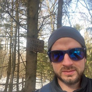 Richard Gödel na vrcholu Velká Stolová (25.2.2021 13:01)