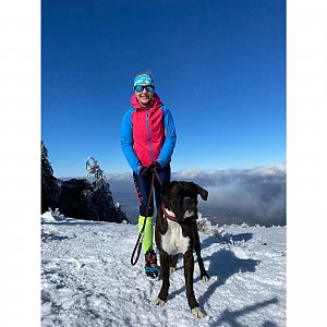 Kačenka on the summit of Smrk (28.2.2021 10:00)