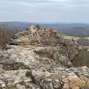 Martin Matějka on the summit of Devil's Rocks Double Tower (29.3.2025 14:08)