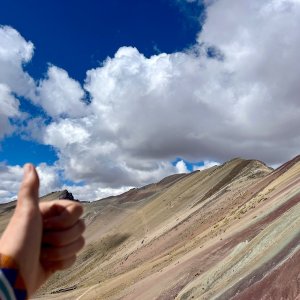 Any Vališová on the summit of Vinicunca (9.8.2025 10:03)