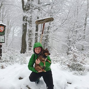 Joanna na vrcholu Ostrý (6.1.2021 13:25)