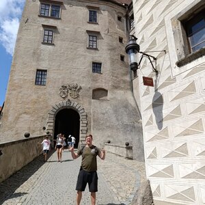 Michal Heczko on the summit of Český Krumlov Castle (29.7.2024 12:05)