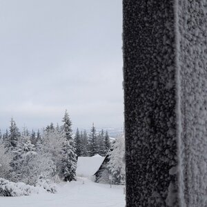 Majdulína Pipišková on the summit of Javorový vrch (3.12.2023 13:45)