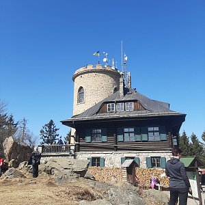 Martin Mares on the summit of Kleť (26.3.2022 12:00)