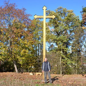 Jarda Vála on the summit of At the Three Crosses (4.11.2023)