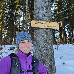 Monika na vrcholu Čuboňov (25.1.2020 14:00)