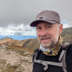 Michal on the summit of Hrubý vrch (19.9.2025 12:38)