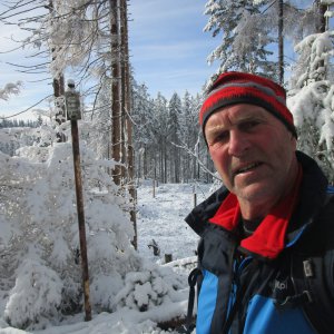 Michal Kříž on the summit of Hvozd (17.11.2023 11:22)