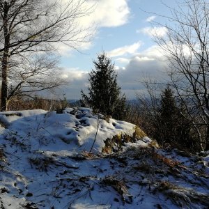 Vladimír Grančay on the summit of Ptačí stěna (10.1.2025 14:55)