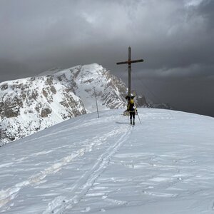 Tereza on the summit of Strudelkopf (30.3.2024 9:45)