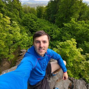 Jiří Králík on the summit of Slavíček (9.5.2025 13:16)