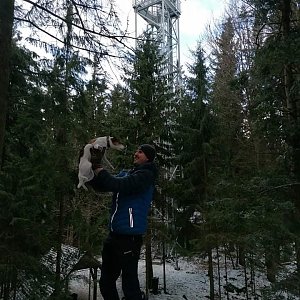 MichalC na vrcholu Kraví hora (9.1.2022 13:05)