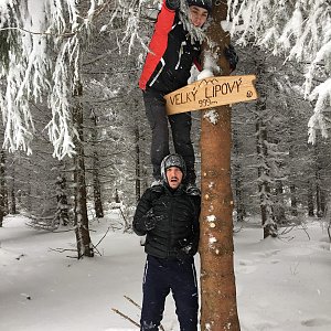 Vojtěch Horák na vrcholu Velký Lipový (24.2.2018)