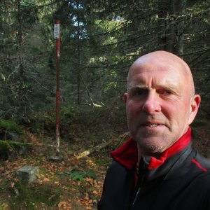 Michal Kříž on the summit of Slunečná (9.11.2024 13:18)