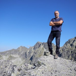 Rastislav Biarinec on the summit of Mengusovský Volovec (19.8.2018 10:00)