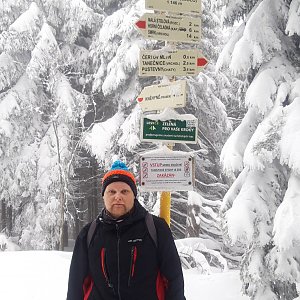 David Korček na vrcholu Kněhyně (30.1.2021 9:58)