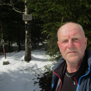 Michal Kříž on the summit of Vysoká hora (2.4.2026 13:25)